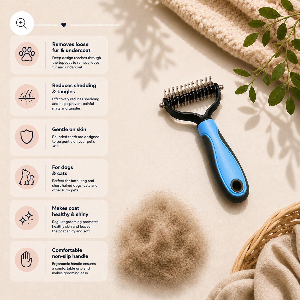 GroomPaw™ – Peine para eliminar el pelo muerto